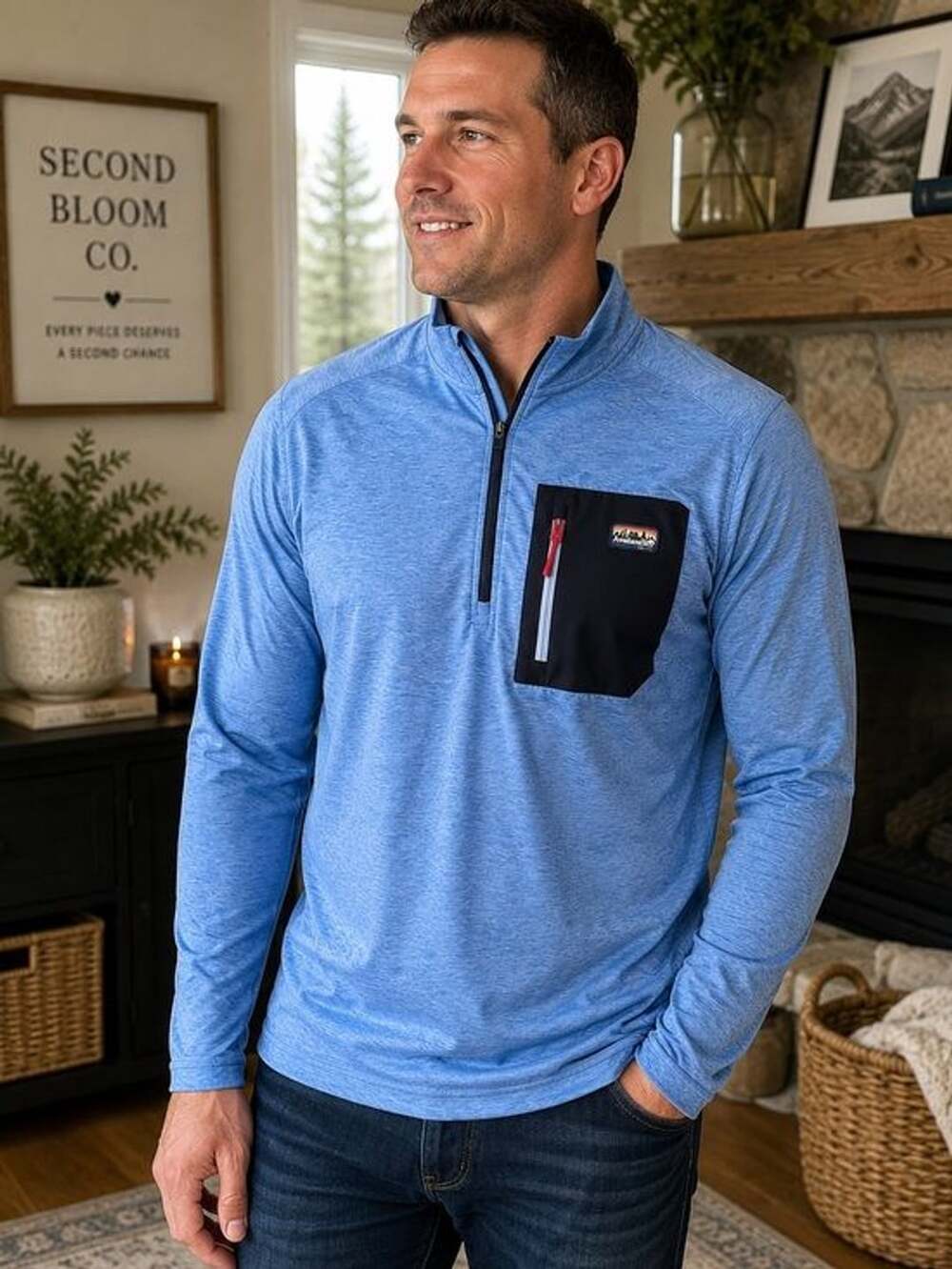 Avalanche Men’s Large Blue Quarter Zip Performance Pullover